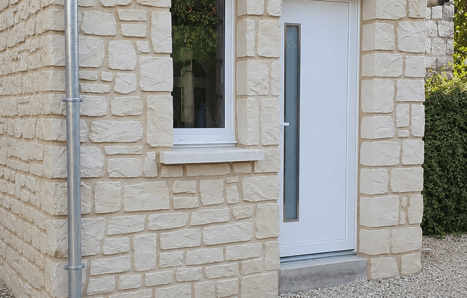 Extension de maison avec un effet pierre de parement en Decopierre